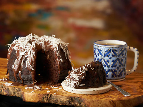 Chocolate mocha cake sweetened with date sugar recipe image