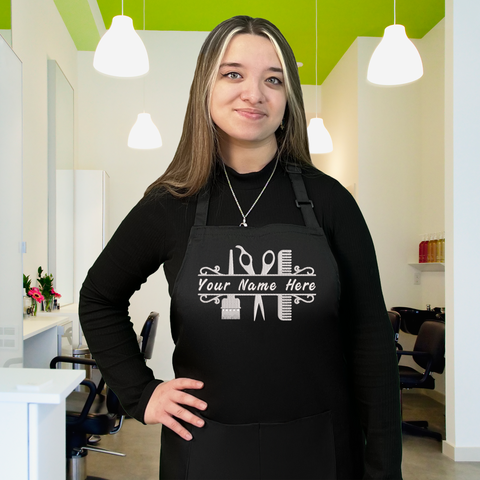 Personalized embroidered apron for hair stylist