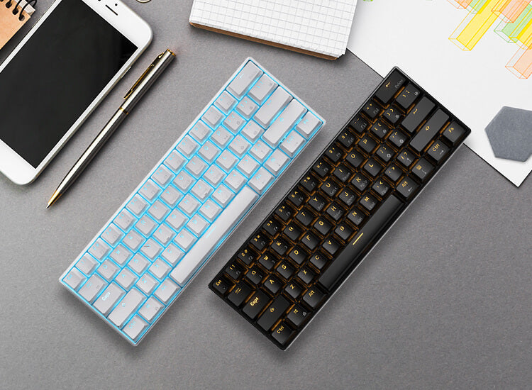 RK ROYAL KLUDGE RK61 Wired 60% Mechanical Gaming Keyboard RGB Backlit  Ultra-Compact Brown Switch White