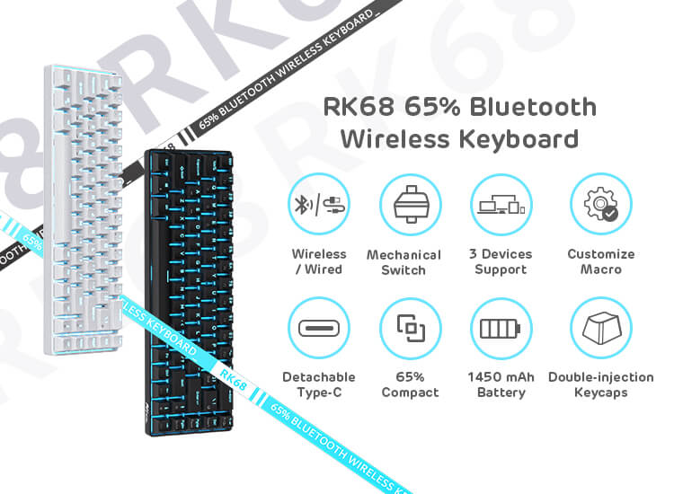 65 white wireless mechanical keyboard  (Open-box)