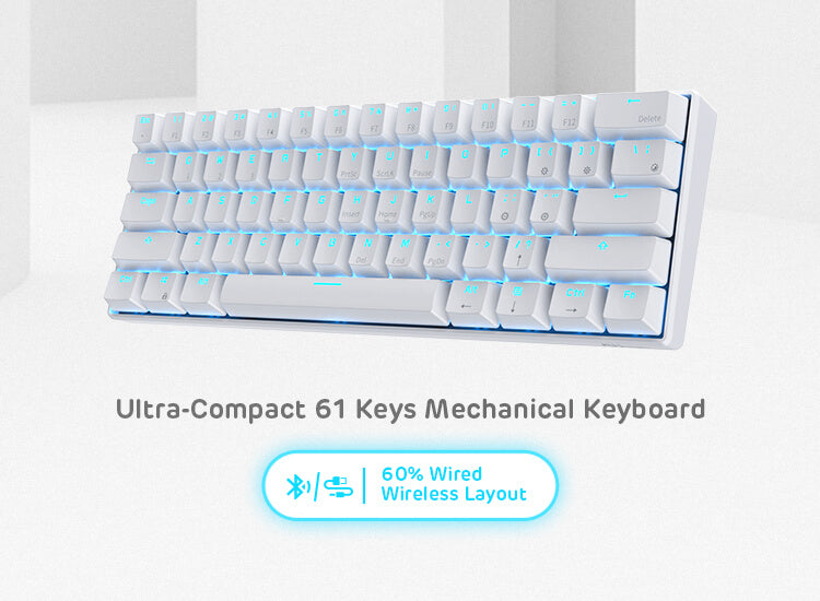 Royal Kludge RK61 Mechanical Keyboard (Blue switches) 61 Keys bluetooth  Wired