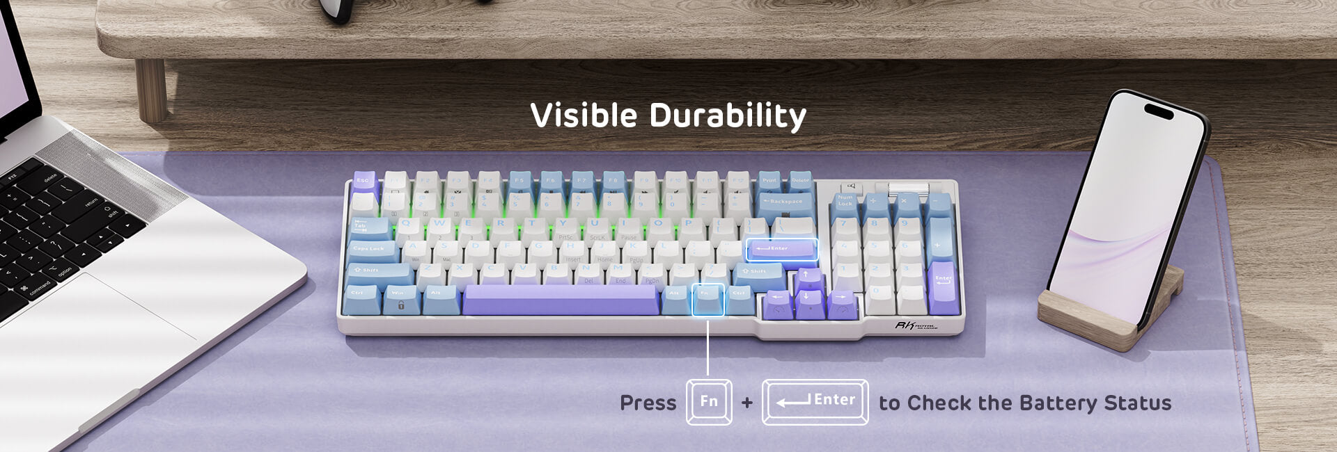 RK ROYAL KLUDGE RK96 RGB Limited Ed, 90% 96 Keys Wireless 3-Mode BT5.0/2.4G/USB-C Hot Swappable Mechanical Keyboard w/Wrist Rest, Volume Control, Software, Massive Battery, RK Viridian Switch