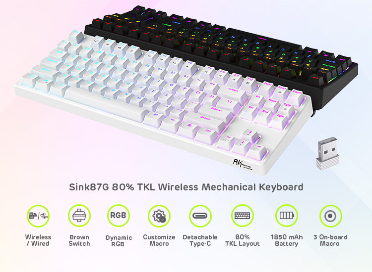  Compact 80 Percent Mechanical Gaming Keyboard, Wired