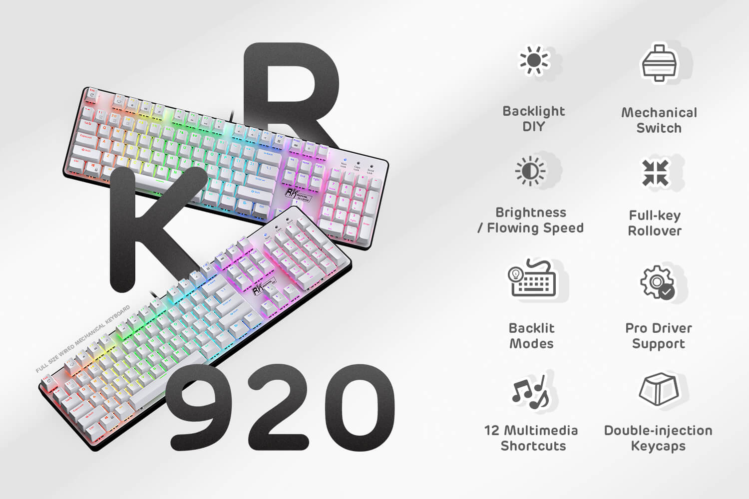 RK ROYAL KLUDGE RK920 Full Size Mechanical Keyboard
