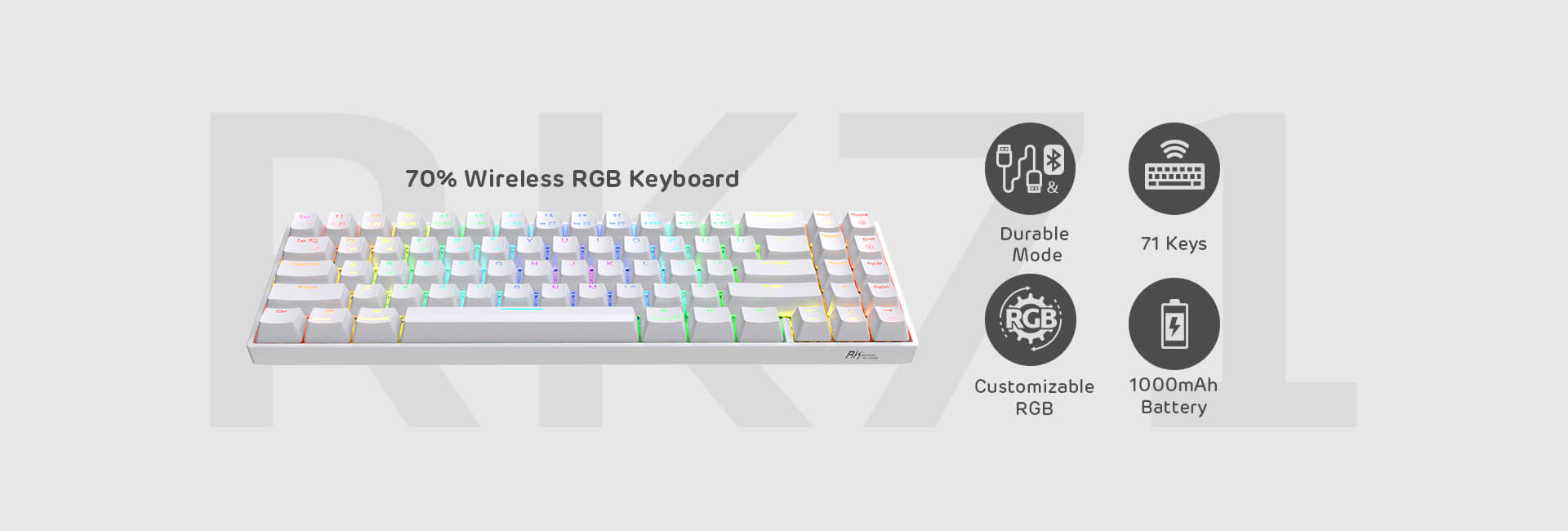 RK ROYAL KLUDGE RK71 70% RGB Wireless Mechanical Gaming Keyboard