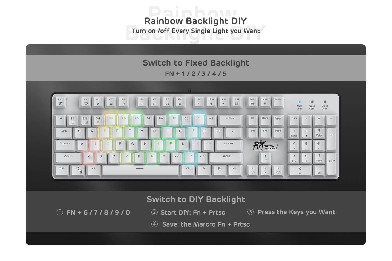 RK ROYAL KLUDGE RK920 Full Size Mechanical Keyboard, Rainbow Backlit Gaming Keyboard