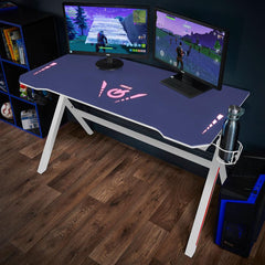 Velar Led White and Blue Gaming Desk
