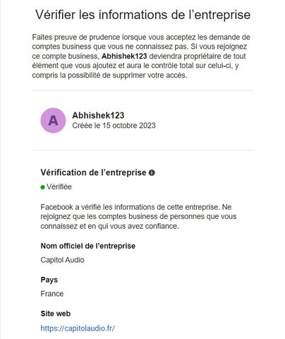 Business Manager Facebook Vérifié