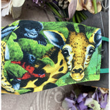 Handsewn Face Cover with Filter Pocket, Bendable Nose Wire, Adjustable Elastic, & Pre-Washed - Jungle Animals - 5 Sizes