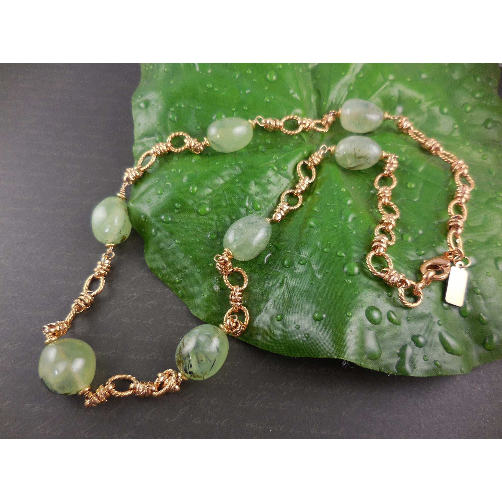 Gold-Filled Prehnite Gemstone Necklace