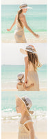 Summer Sunscreen Baby Hat Leopard Print Lace Bow Straw Hat Beach Baby Sun Hat Outing Parent Child Straw Hat