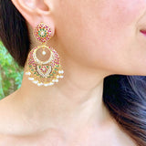 Multicoloured Chandbali Earrings in Gold Plated Silver ER 446