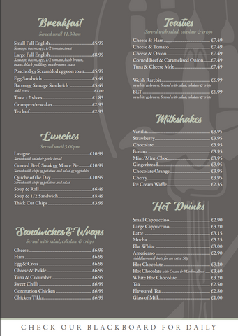 Tea Rooms Menu