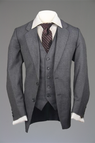 Yves Saint Laurent Gray Pinstripe Wool Vested 3 Piece Suit 36 R Slim F ...