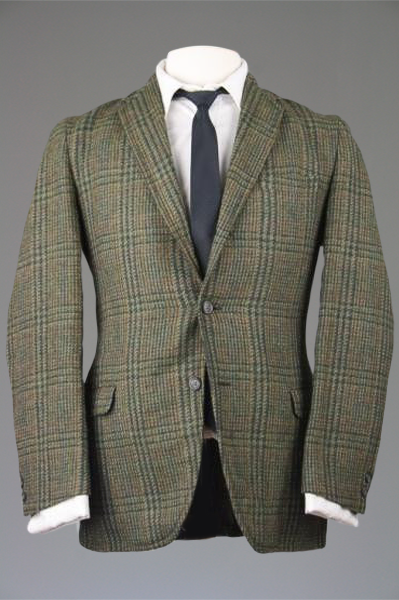 Vtg 60s Olive Green Check/Plaid Wool TWEED 3/2 Button Roll Trad Ivy Bl ...