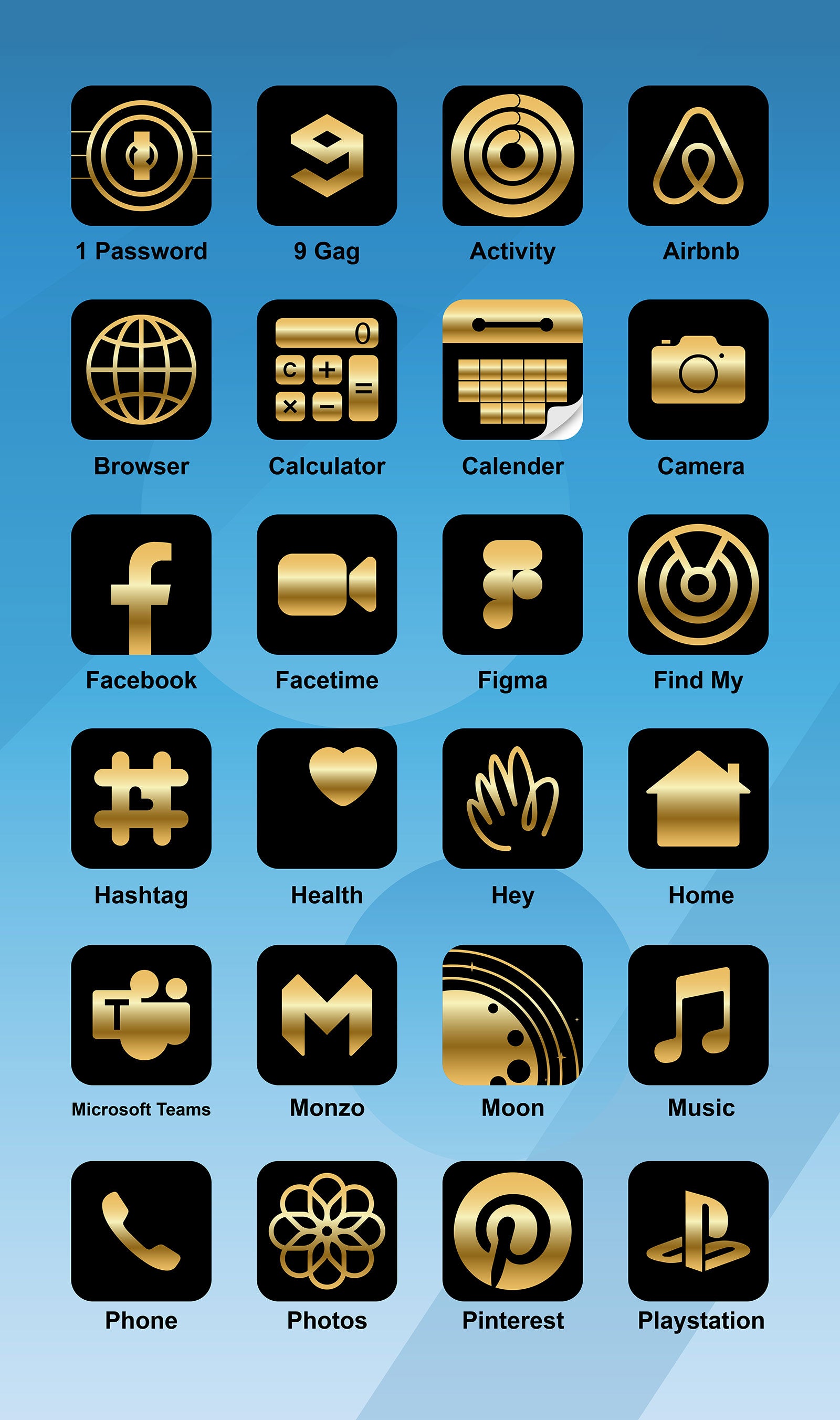 Sleek Gold Iphone Icons Against Black Background Iphoneiosicons