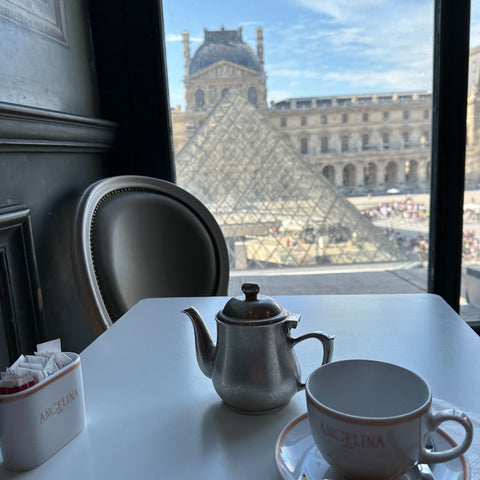 Angelina and French pastry in Louvre museum