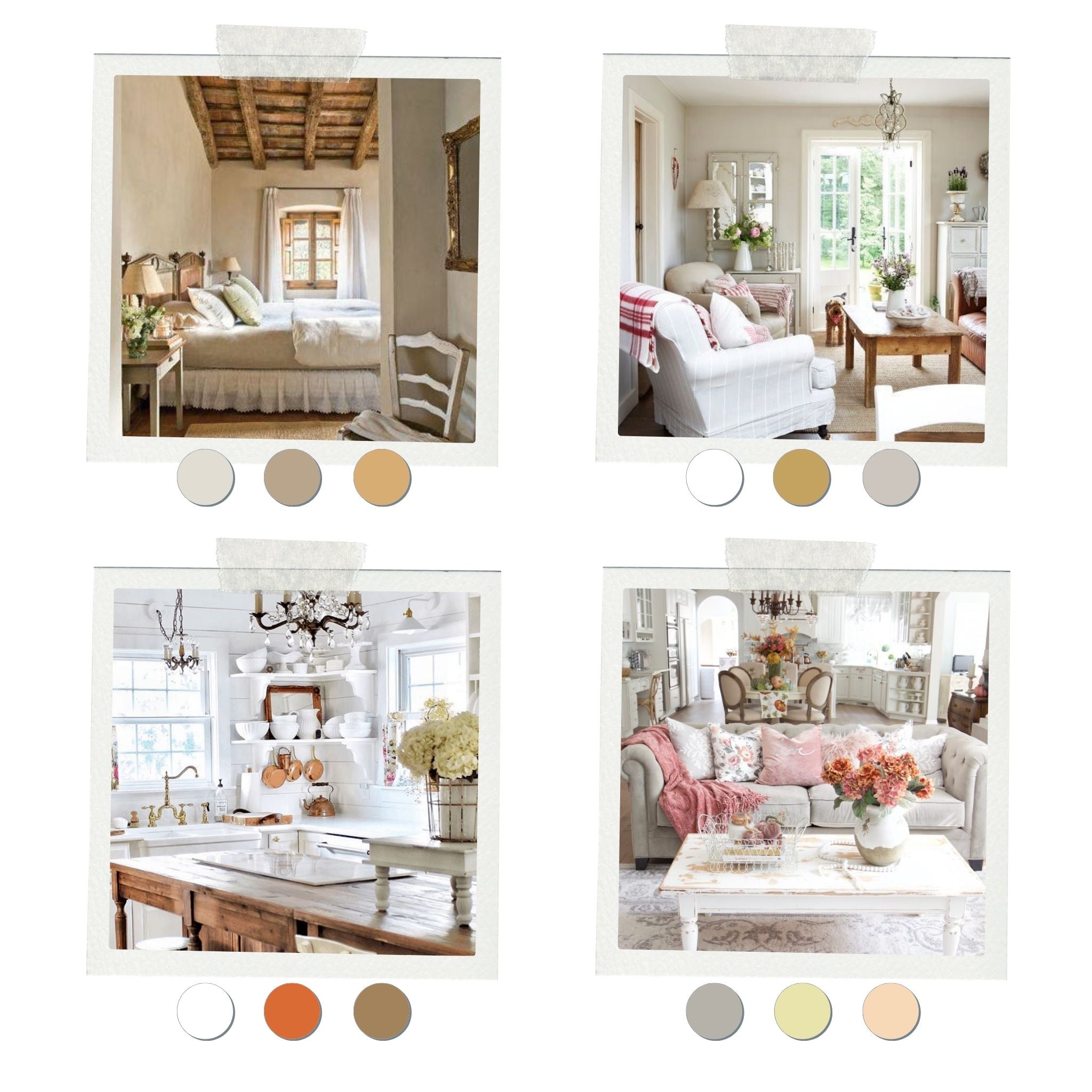 French country home color palette, the foundation of a French country home decor. Start defining your French country home colors.