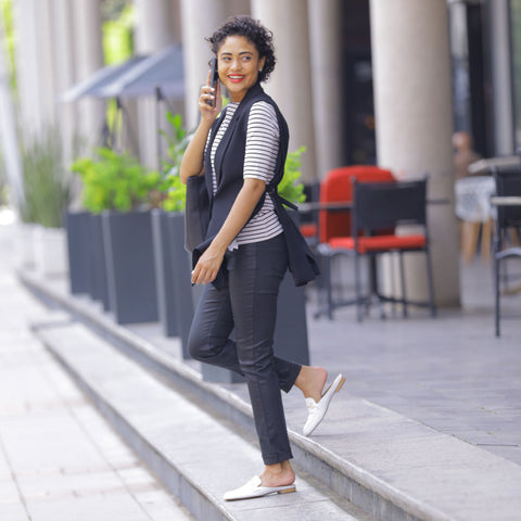 white loafer mule shoe