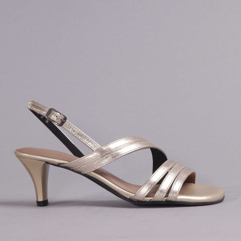 Mid heel Slingback Sandal in Gold