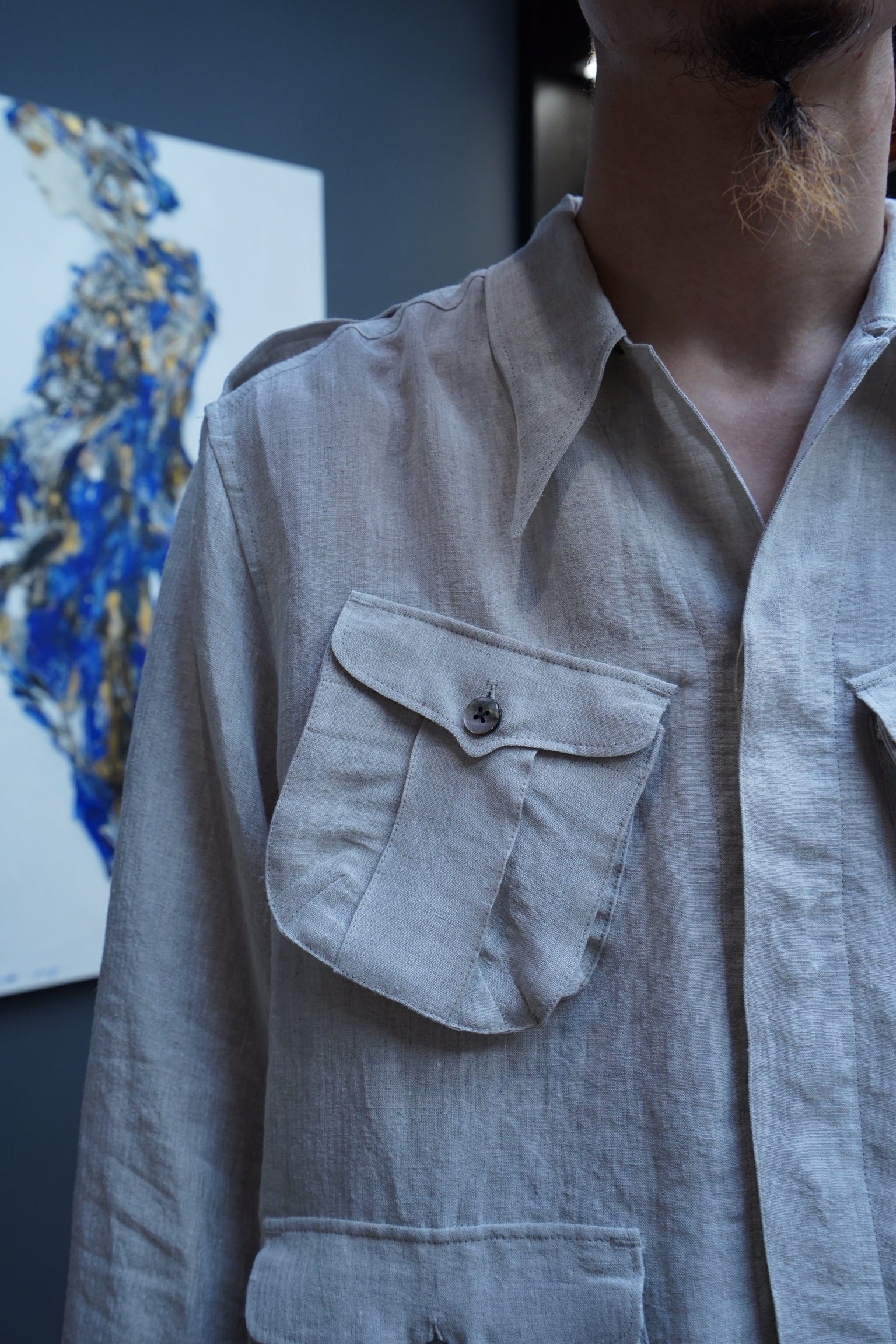 SUGARHILLのSilk Linen Stripe Fatigue Shirtの商品画像