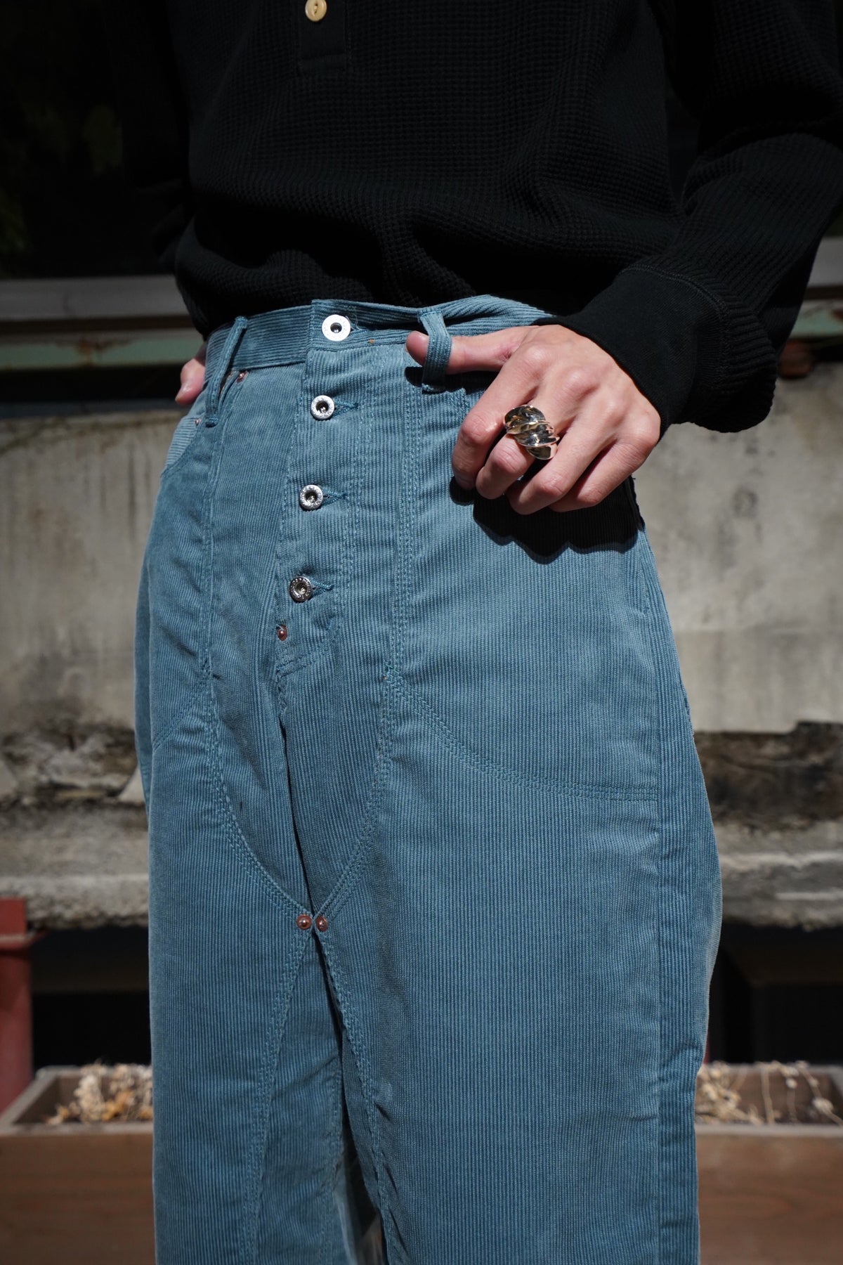 SUGARHILL（シュガーヒル）のCORDUROY DOUBLE KNEE DENIM PANTS(BLUE