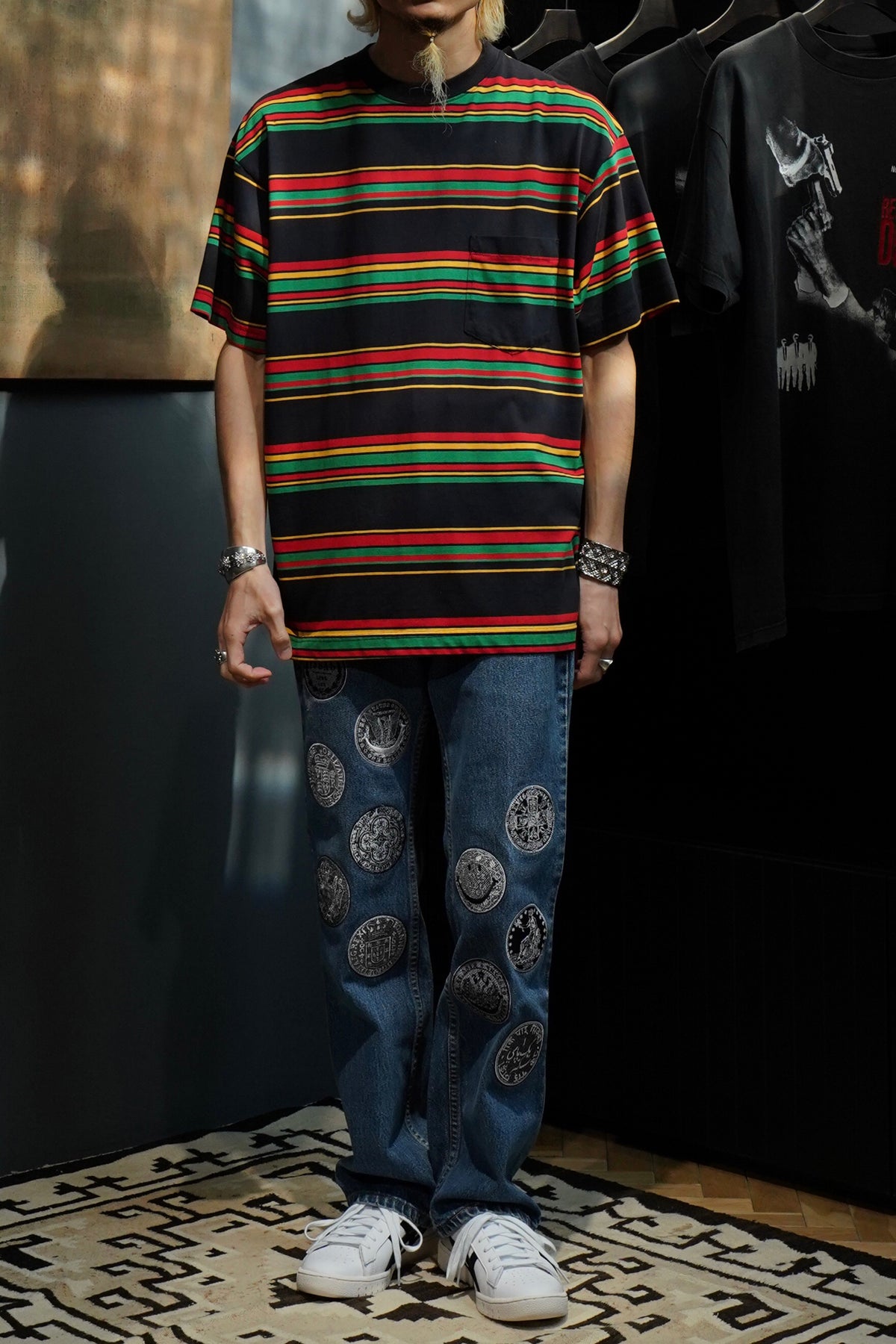 OLD STUSSY 80s RASTA BORDER TEE | www.jarussi.com.br