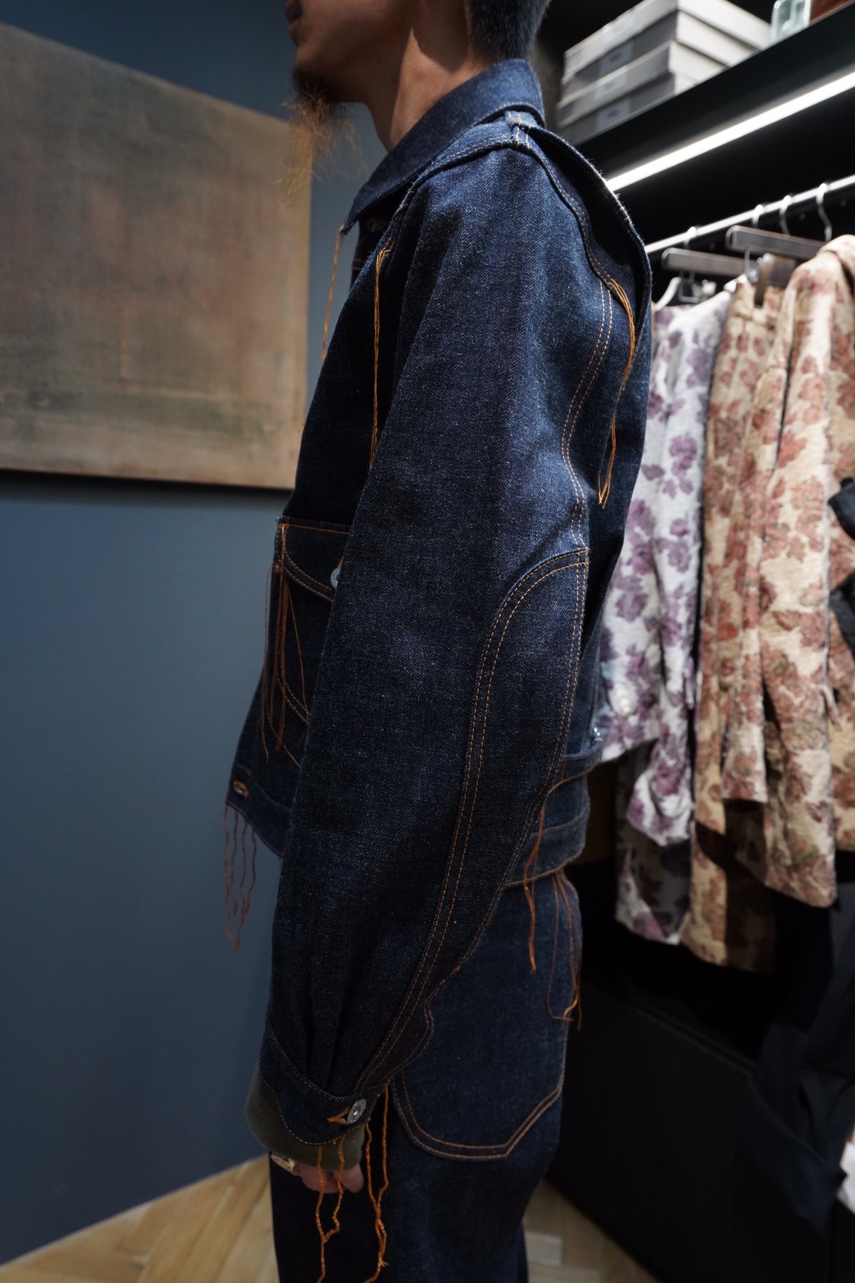 ベンチ 収納付 シュガーヒル Loose Thread Denim Jacket