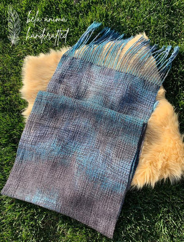 handwoven hand dyed shawl wrap scarf