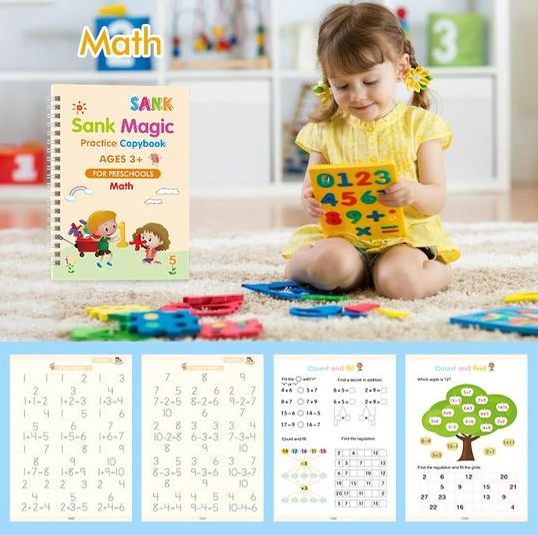 Magic Reusable Fun Learning Guideboard Kids Practice Copybook Tracing Book (4 Books)