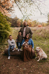 a beautiful family picture of all feral children and the beast of a pup. The goodest of girls.