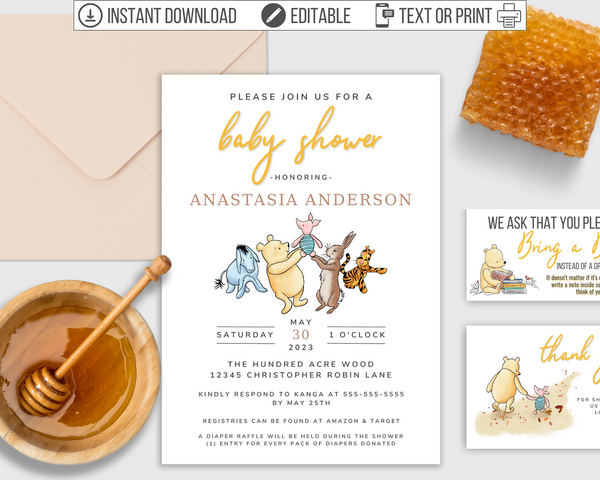 Printable Baby Shower Game Winnie the Pooh Baby ABC - INSTANT