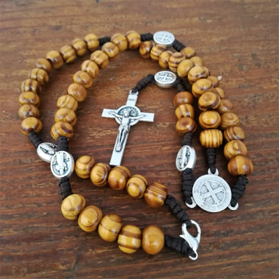 Pardon Crucifix Rosary With St Benedict Medal And Wooden Prayer