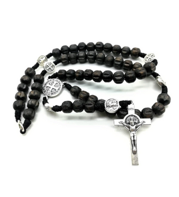 Pardon Crucifix Rosary With St Benedict Medal And Wooden Prayer Beads