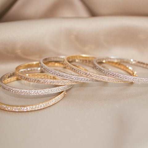 assorted gold and diamond bangles