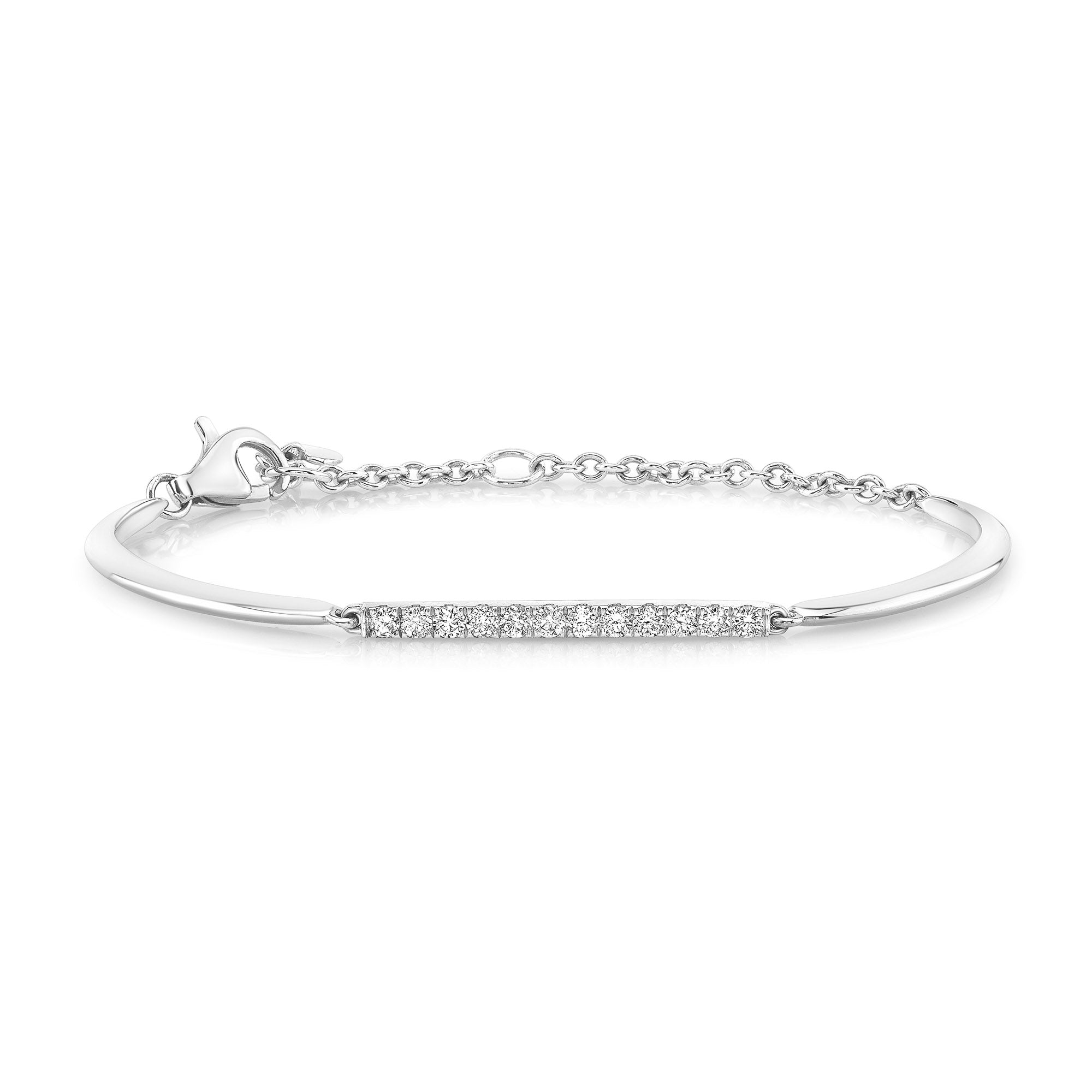 JustDesi Semi Flexible Bar Bracelet in White Gold