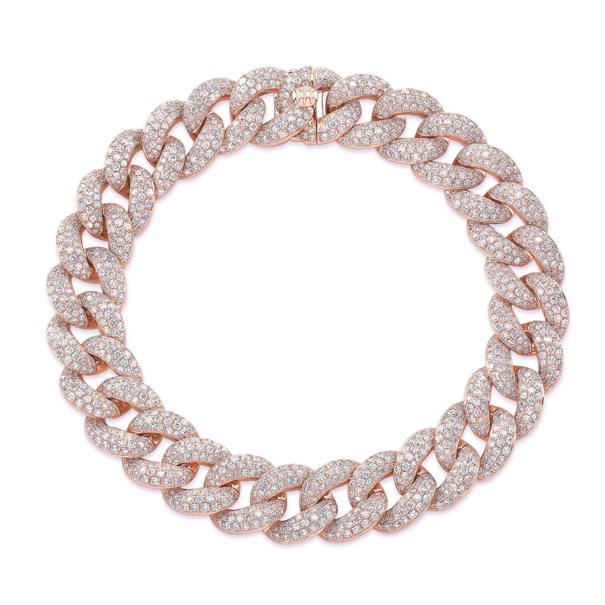 JustDesi Diamond Large Link Bracelet in Rose Gold: