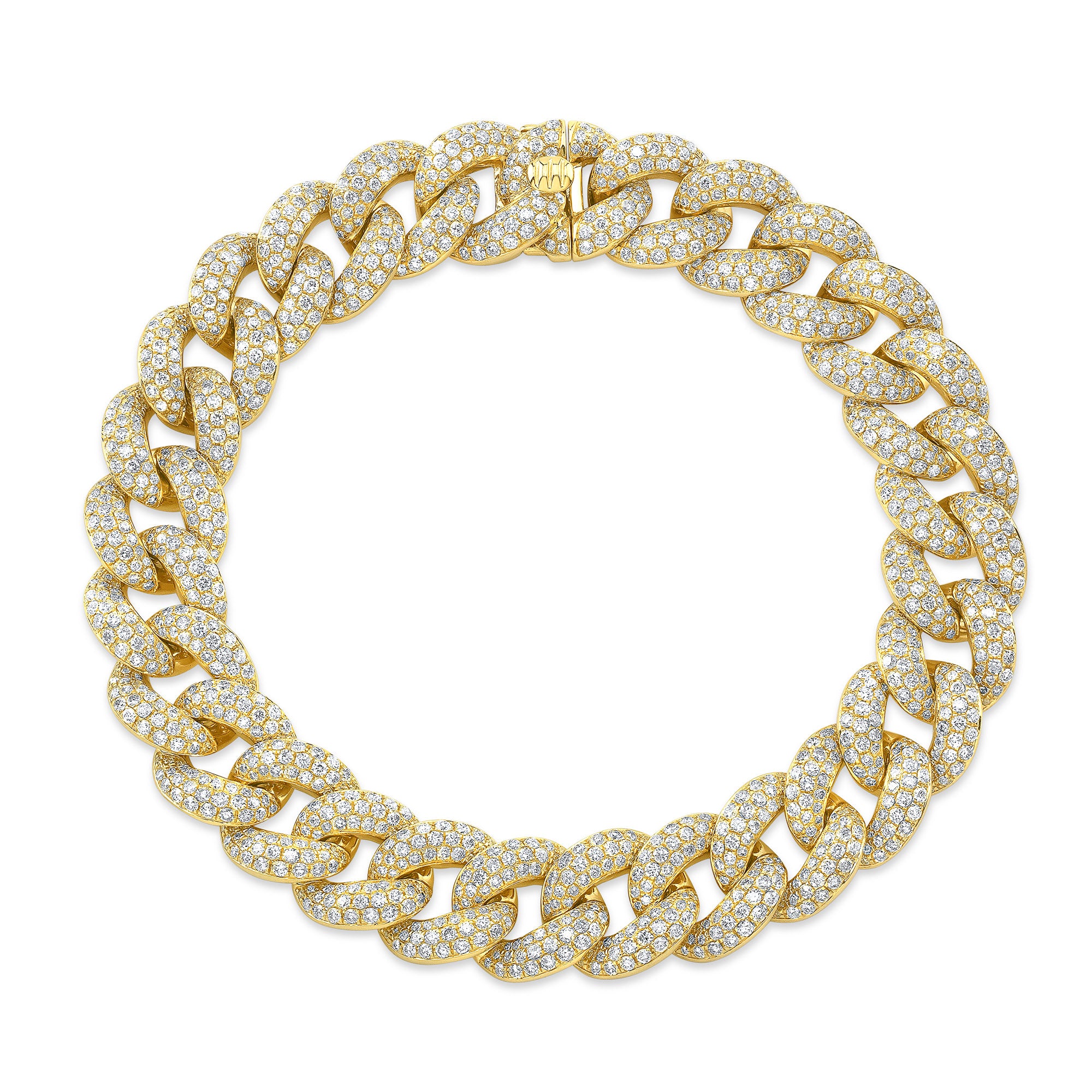 JustDesi Diamond Large Link Bracelet in Yellow Gold
