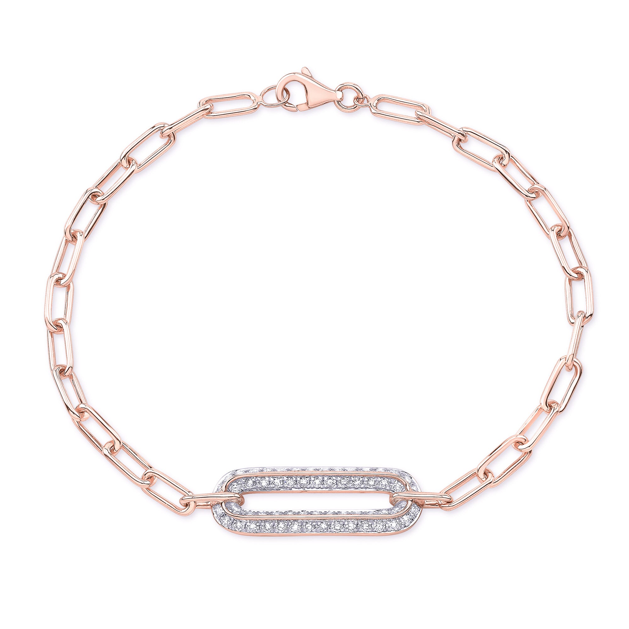 JustDesi Paper Clip Chain Bracelet in Rose Gold