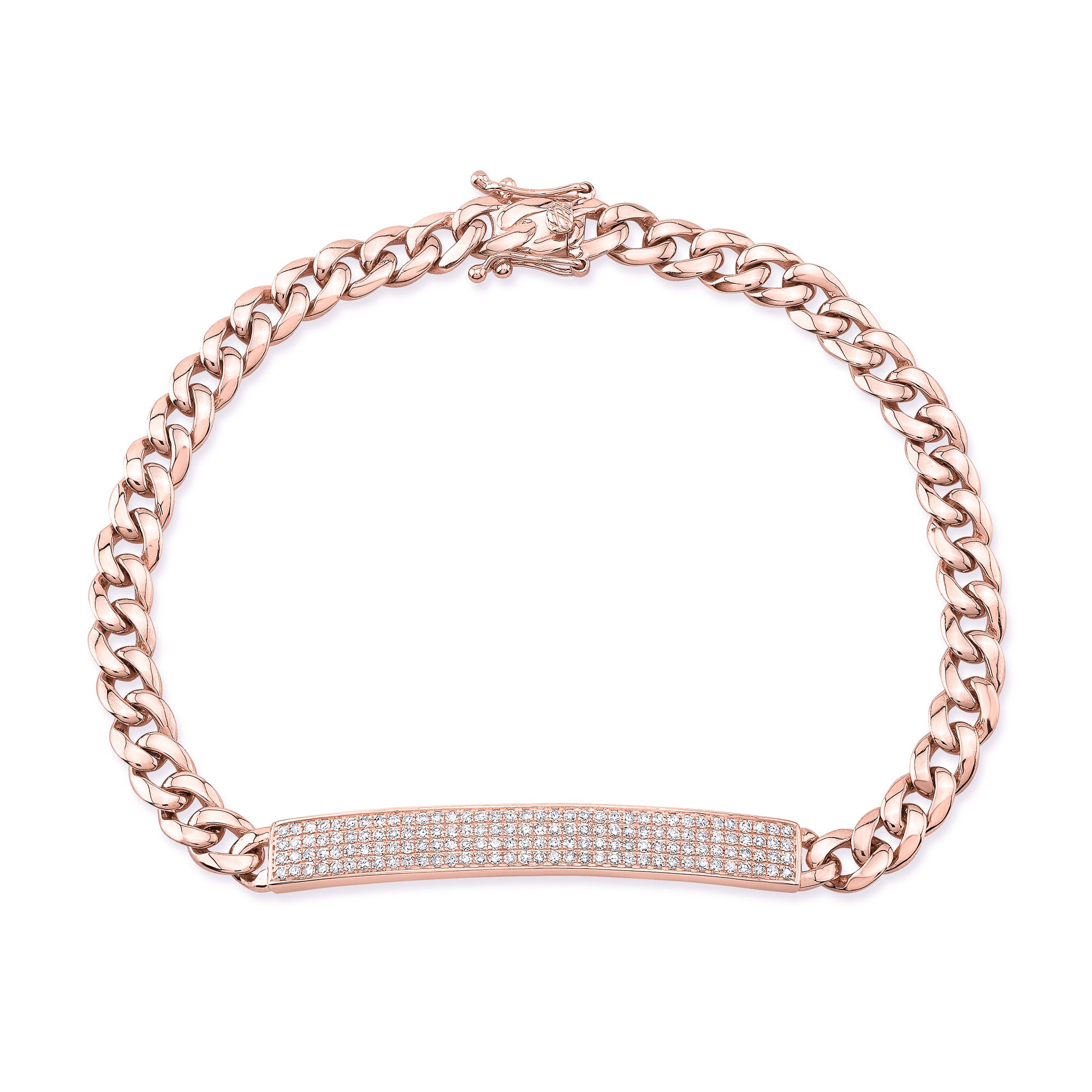 JustDesi Pave ID Link Bracelet in Rose Gold