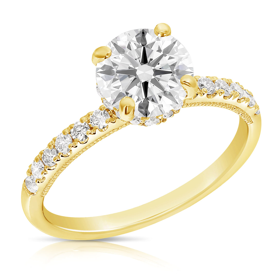 JustDesi Lab-Grown Hidden Halo Ring in Yellow Gold