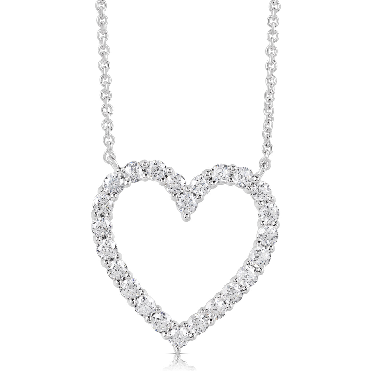 JustDesi Colorless Flawless Heart Shaped Pendant in White Gold