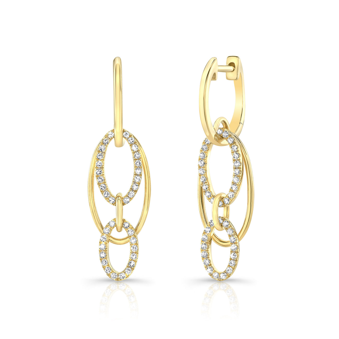 JustDesi Dangling Link Earrings in Yellow Gold