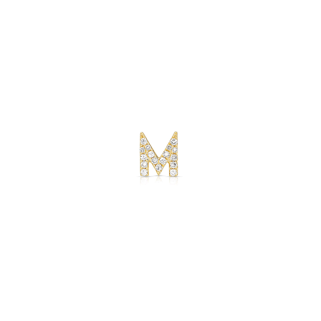 JustDesi Letter M Stud in Yellow Gold