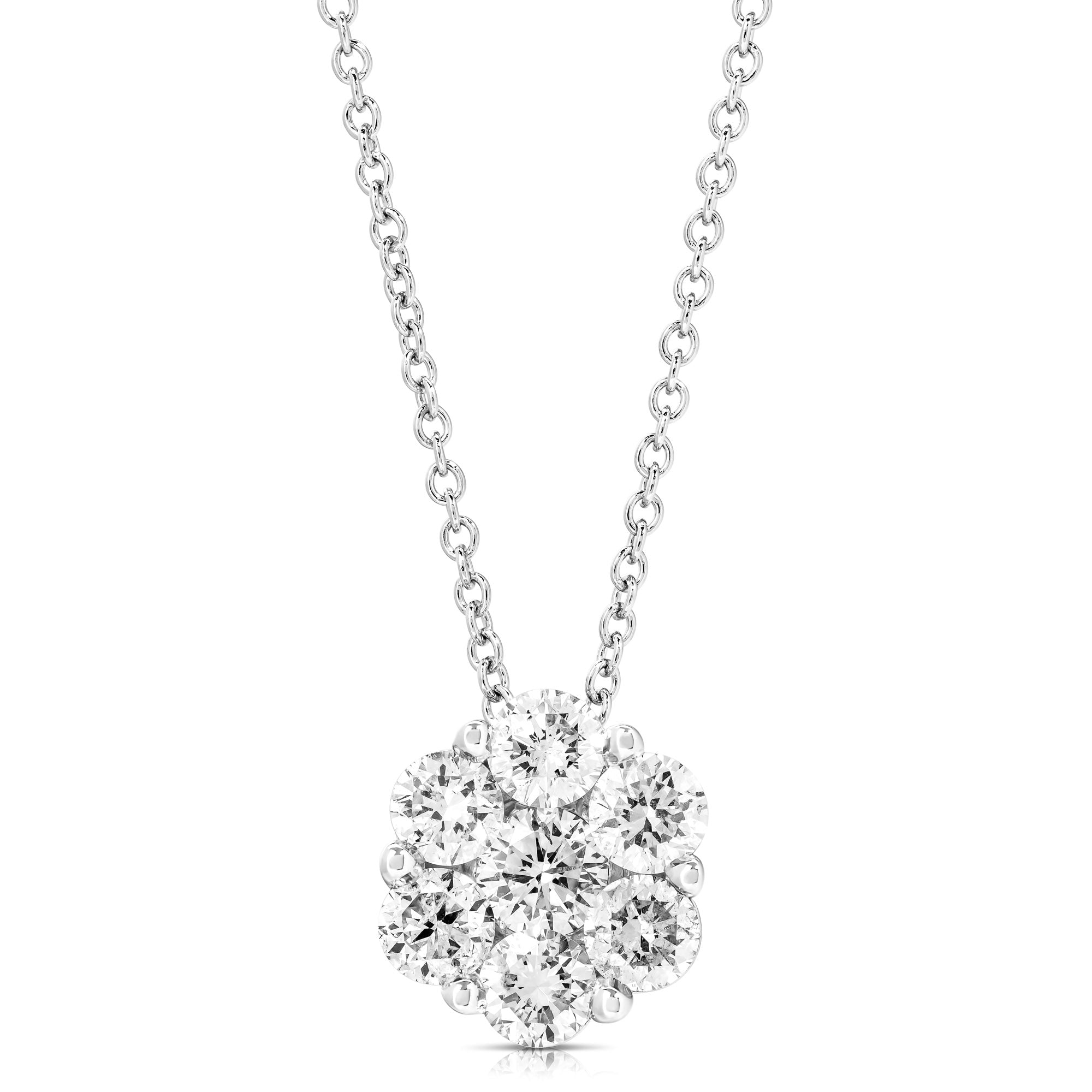 JustDesi ¾ Carat Flower Cluster Pendant in White Gold $1,495