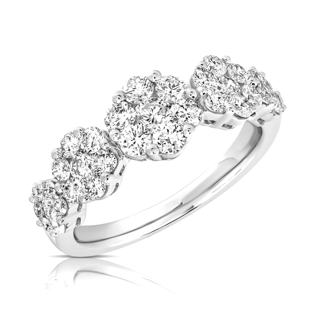 Just Desi Flower Diamond Cluster Ring in White Gold