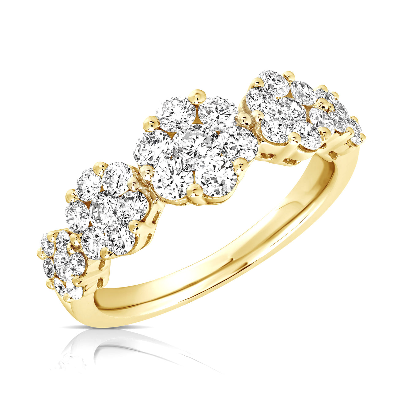 JustDesi 5 Stone Graduated Flower Cluster Ring in Yellow Gold
