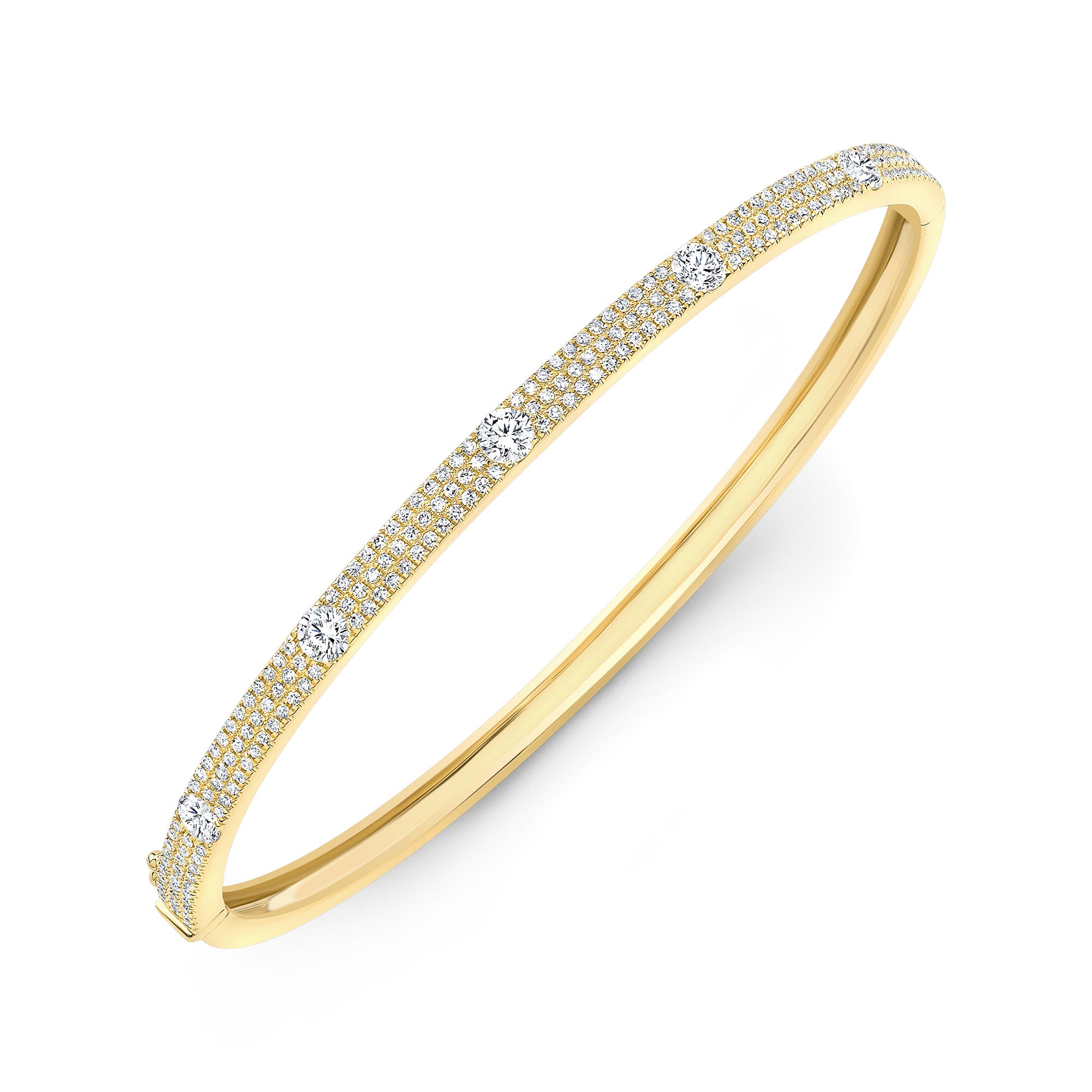 JustDesi Embedded Diamond Pave Bangle in Yellow Gold