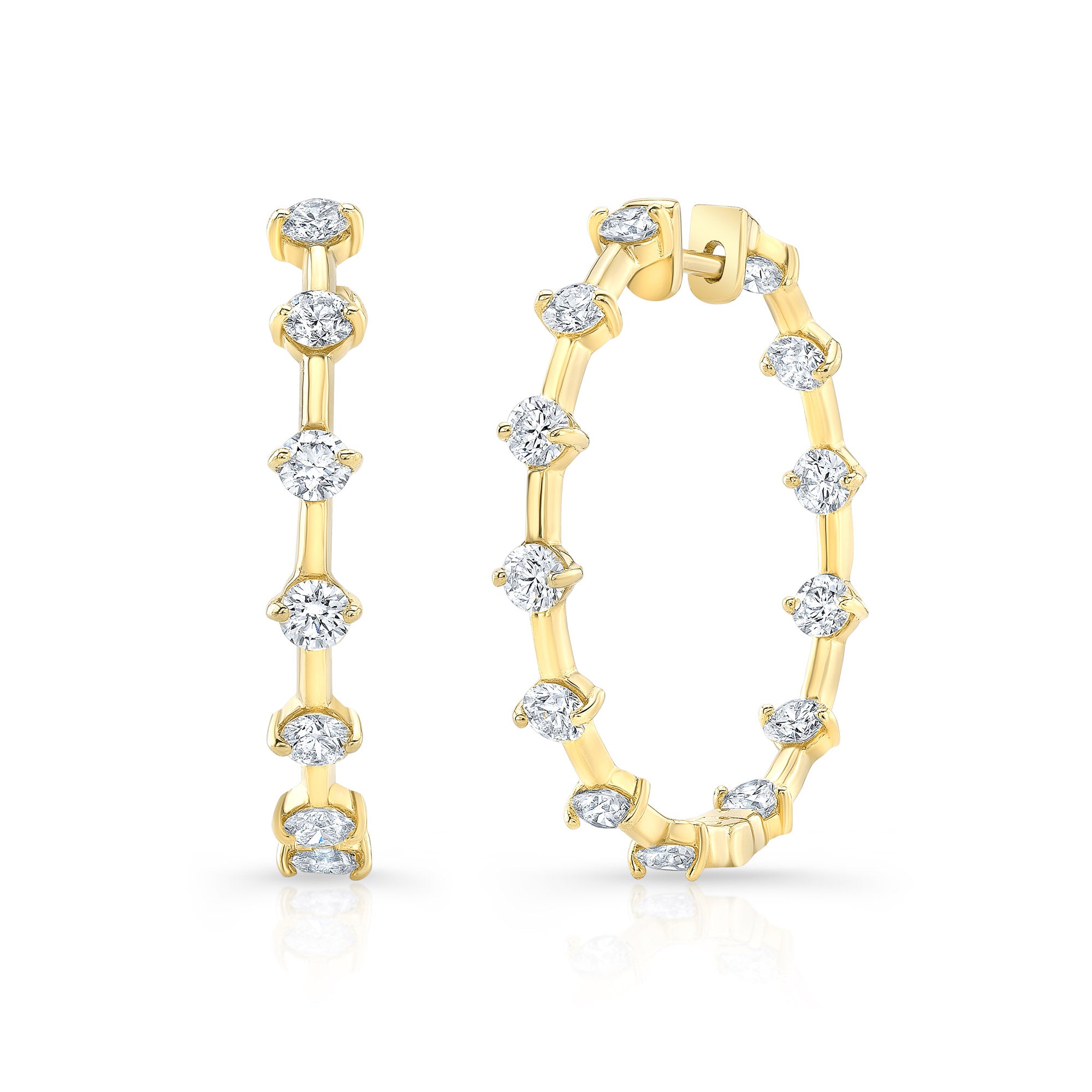 JustDesi Prong Set Station Hoops in Yellow Gold $4,995