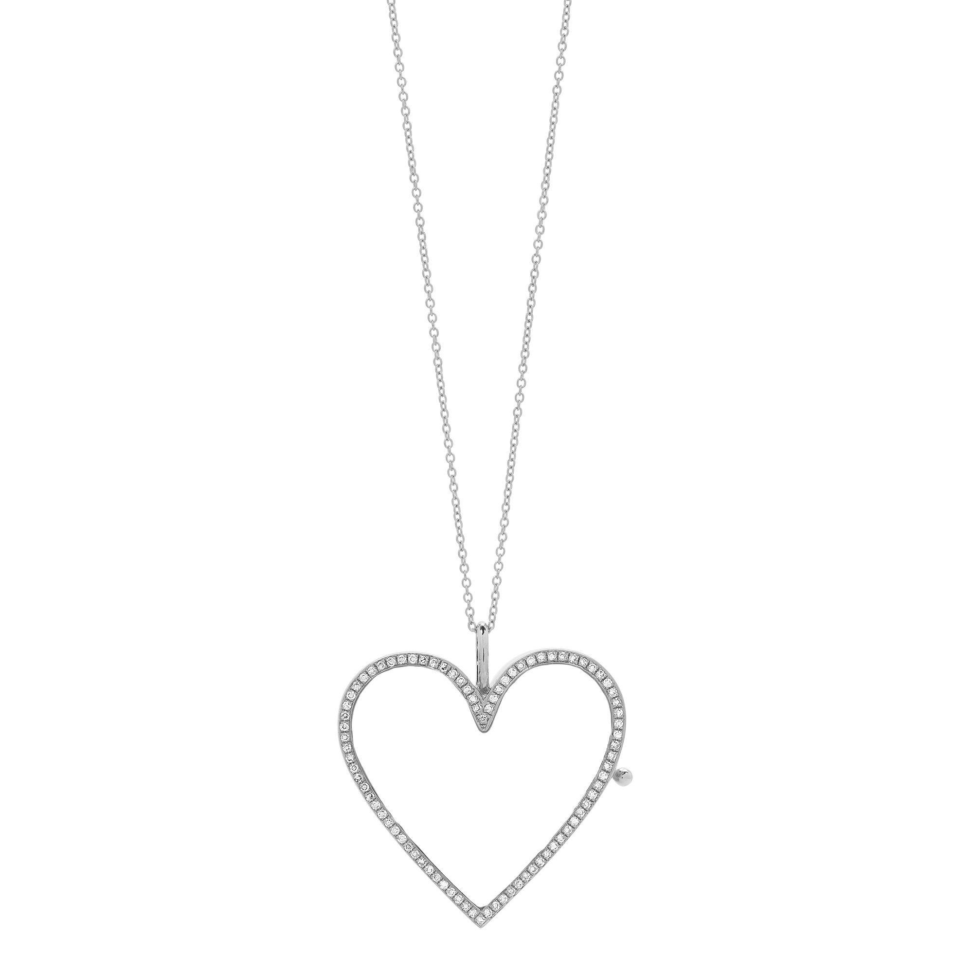 JustDesi Heart Locket Necklace in White Gold
